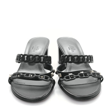 Hermes Nappa Ajaccio Sandals 37.5 Black 2 of 8