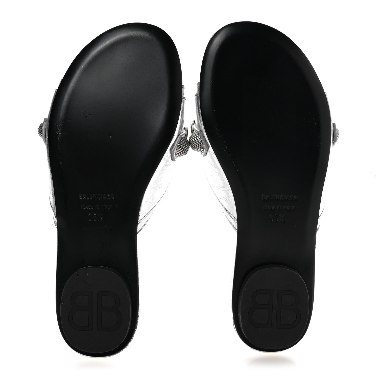 Balenciaga Metallic Arena Cagole Flat Slide Sandals 35.5 Silver 6 of 10