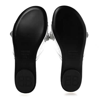 Balenciaga Metallic Arena Cagole Flat Slide Sandals 35.5 Silver 6 of 10