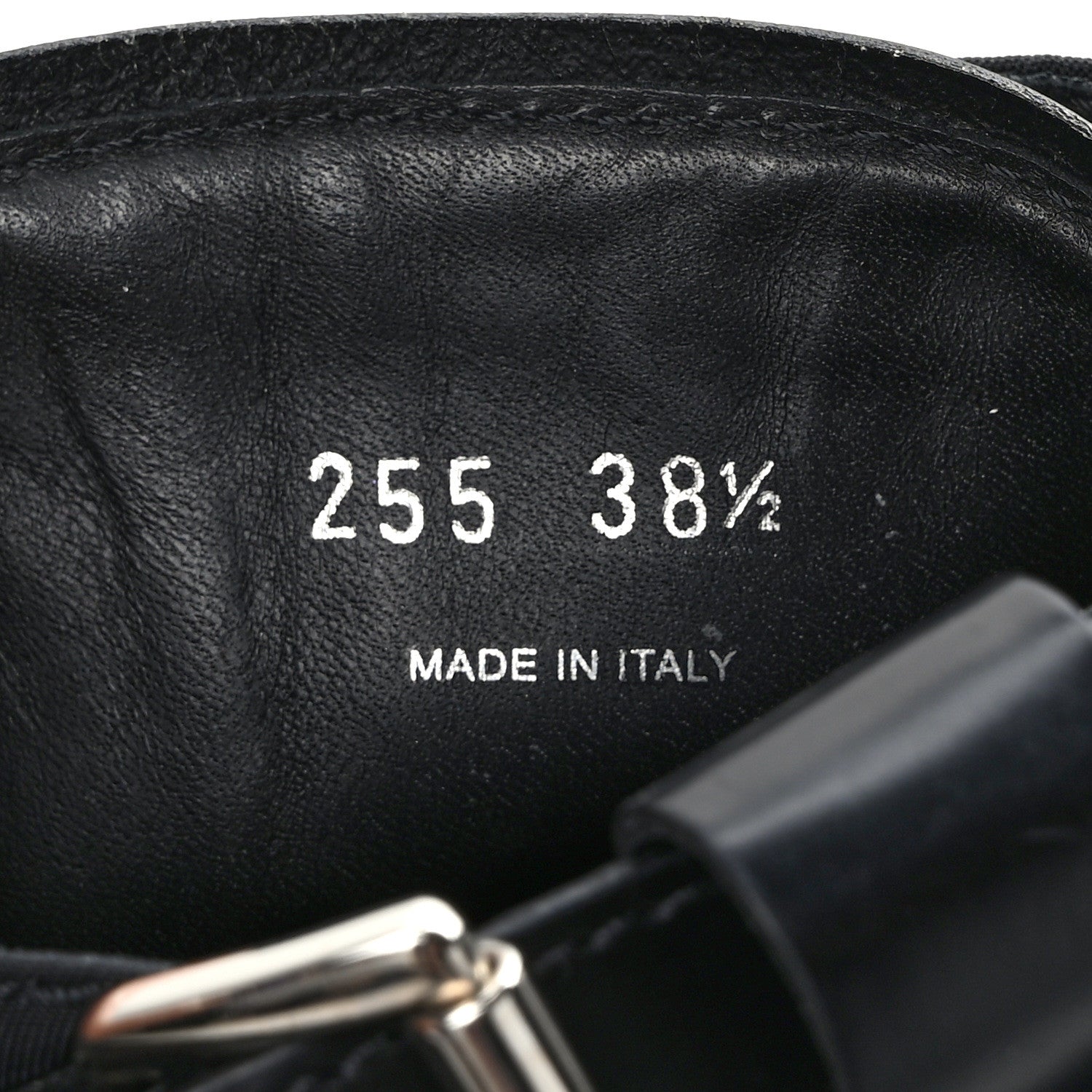Prada Spazzolato Rois Nylon Metal Triangle Logo Monolith Pouch Pocket 55mm Boots 38.5 Black 9 of 11