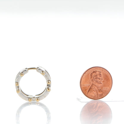 Tiffany Sterling Silver 18K Yellow Gold Gatelink Hoop Earrings 2 of 7
