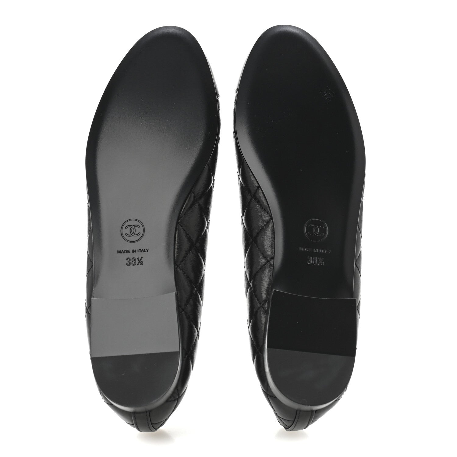 Chanel Aged Calfskin Quilted CC Cap Toe Ballerina Flats 38.5 Black 6 of 9