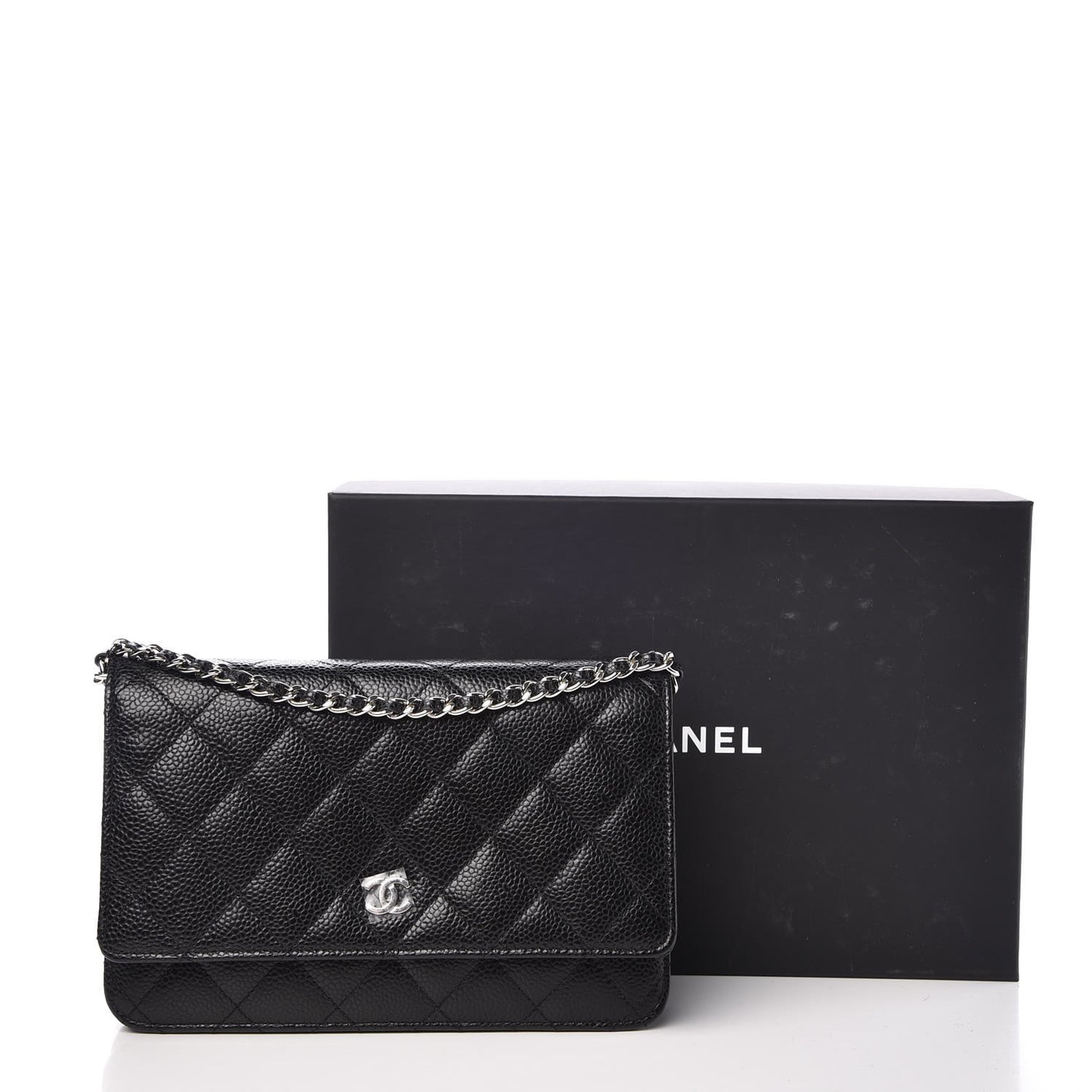 Caviar Quilted Wallet On Chain WOC Black