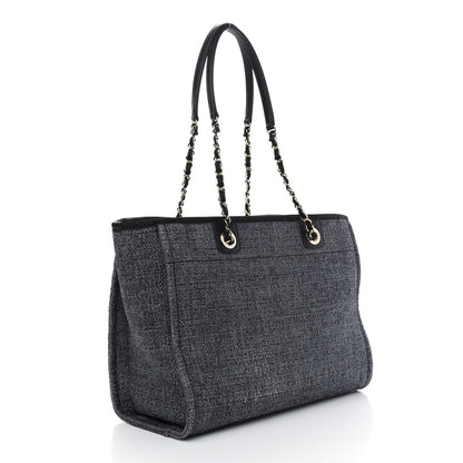 Chanel Lurex Boucle Small Deauville Tote Black 3 of 9