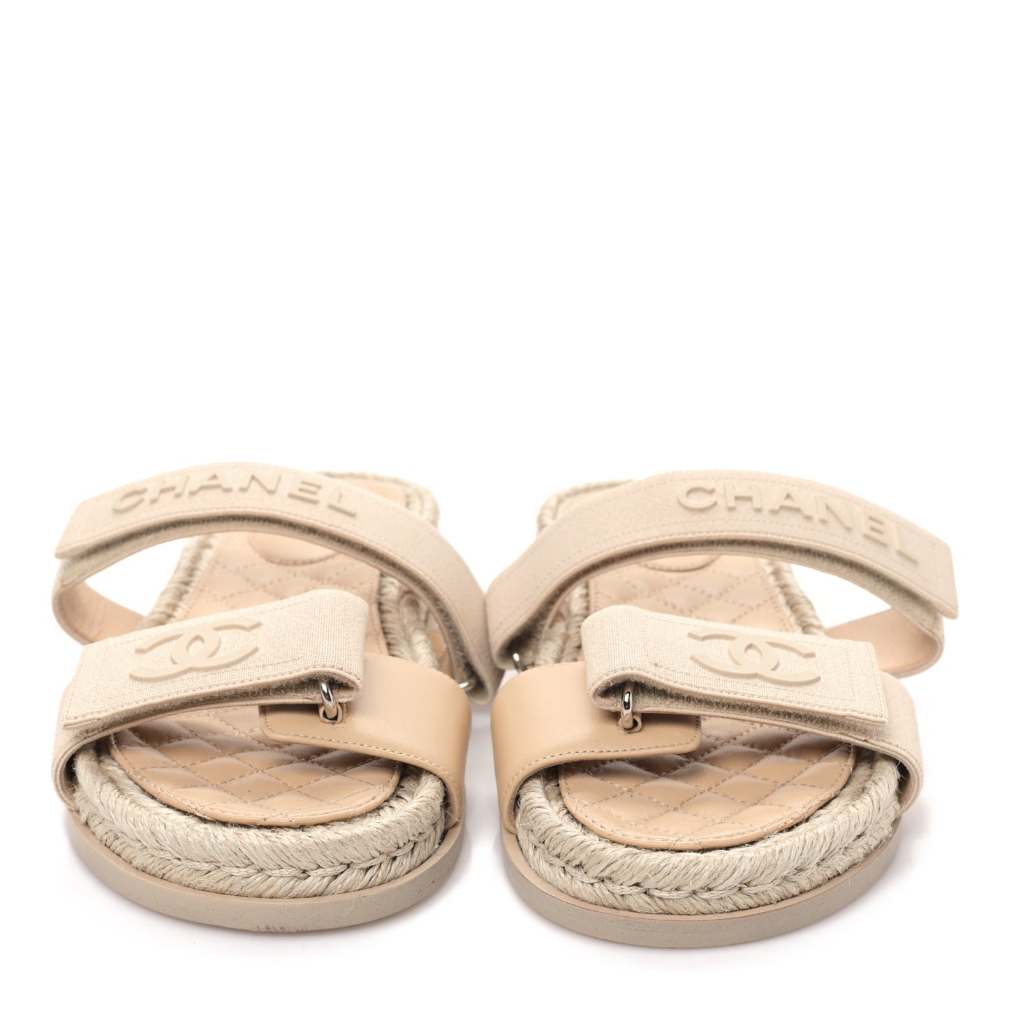 Grosgrain Lambskin Elastic Flat Mules 38 Beige