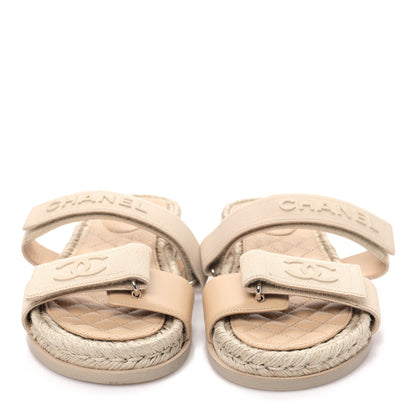 Chanel Grosgrain Lambskin Elastic Flat Mules 38 Beige 2 of 8