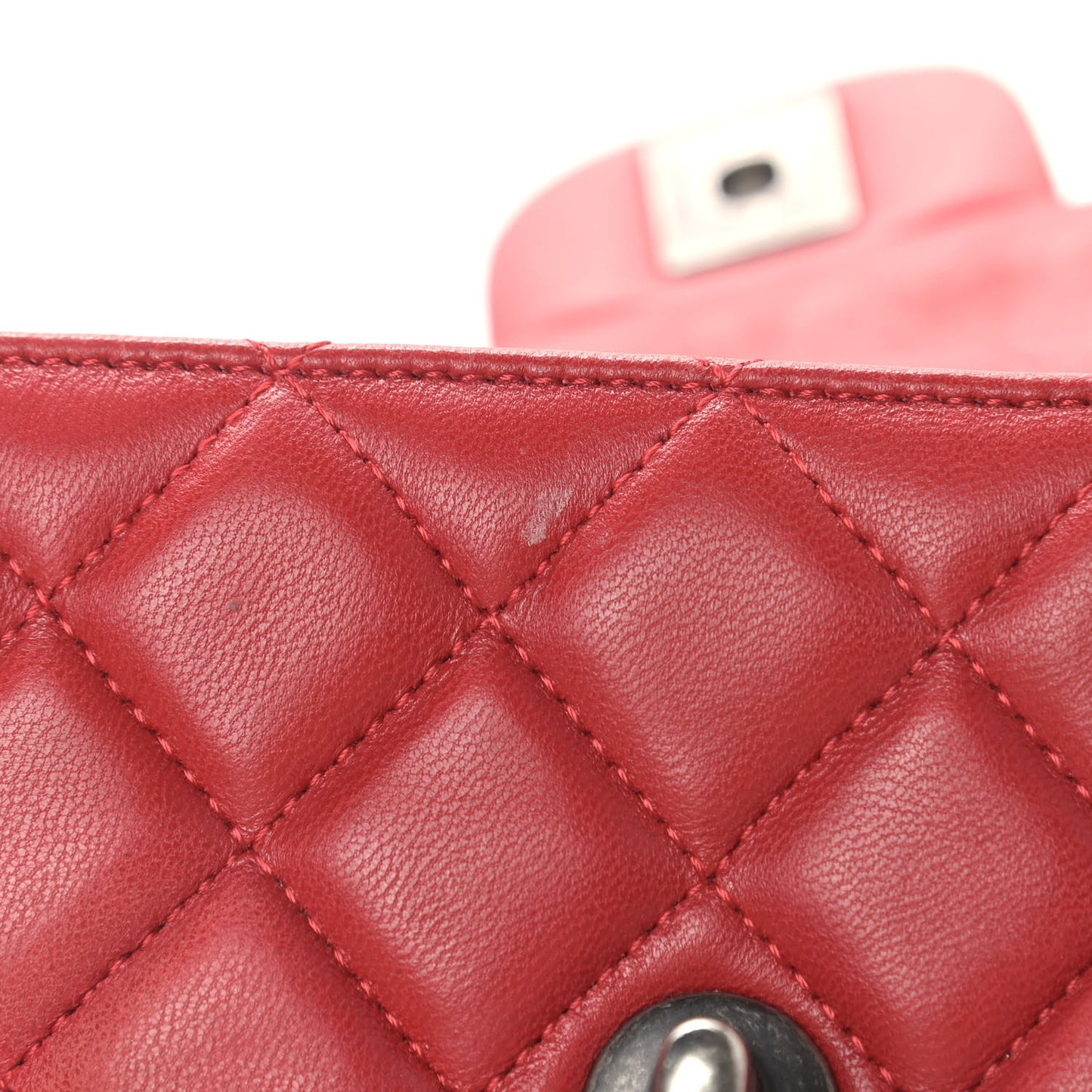 Lambskin Quilted Extra Mini Rectangular Flap Red