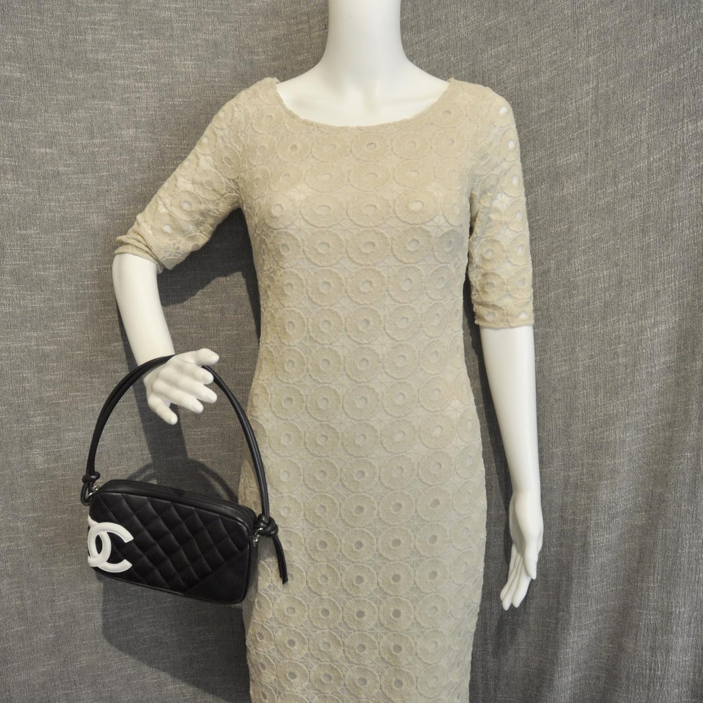 Cambon Quilted Pochette Bag Black White