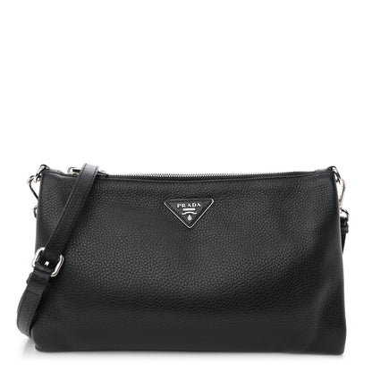 Prada Vitello Daino Zippered Crossbody Bag Black 1 of 12
