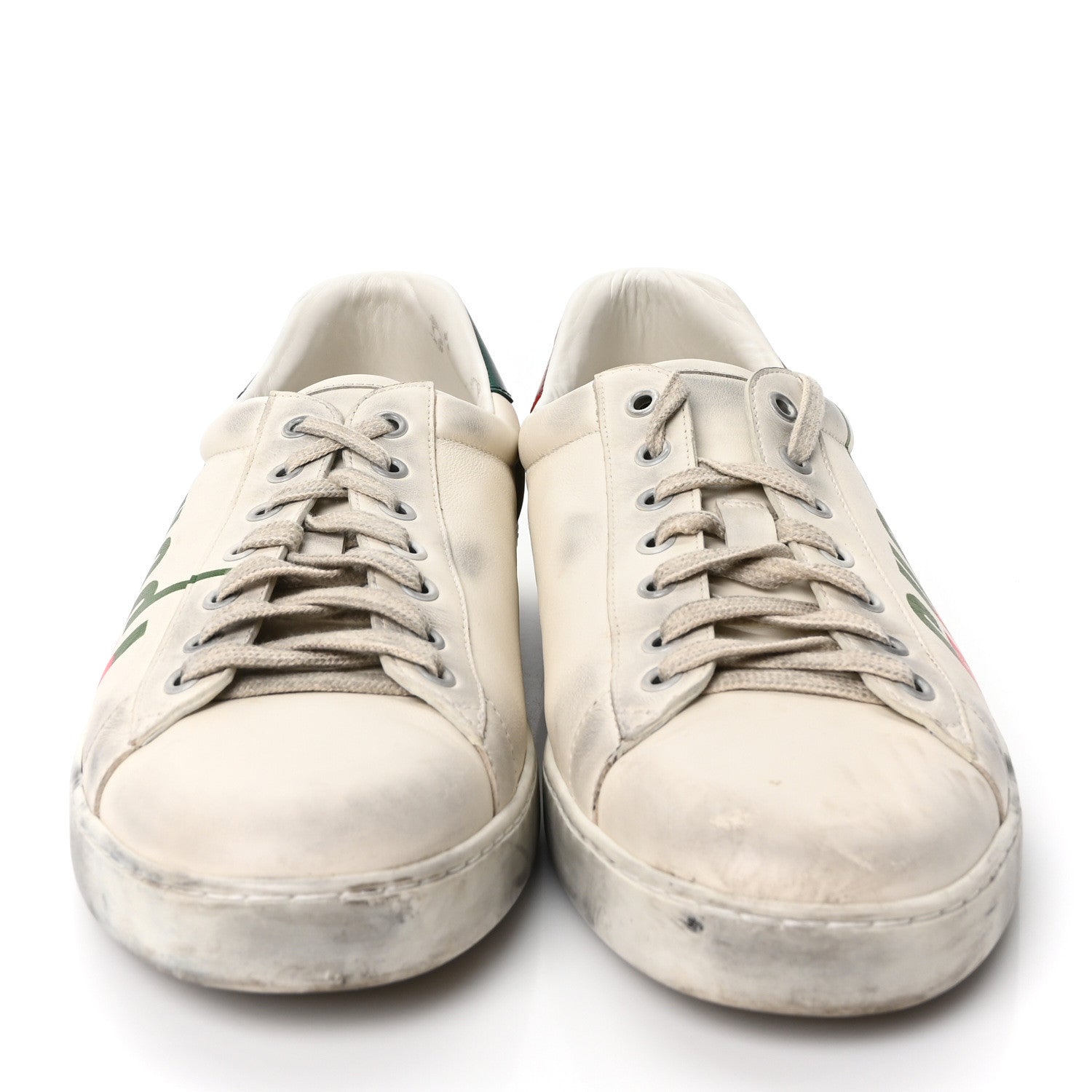 Gucci Distressed Calfskin Mens Ace Blade Sneakers 10.5 White 3 of 8