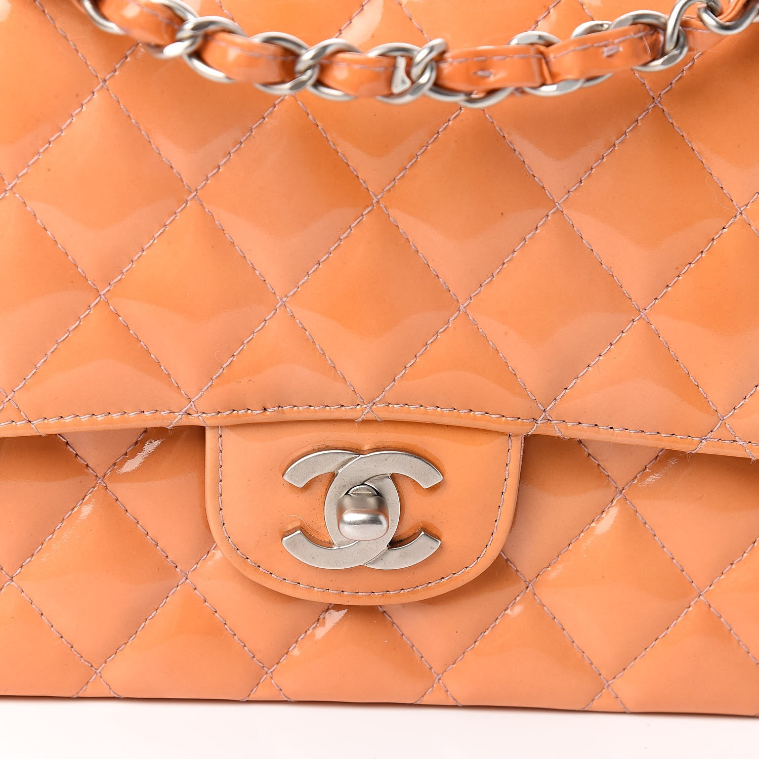 Chanel Patent Quilted Medium Double Flap Orange 15 of 16