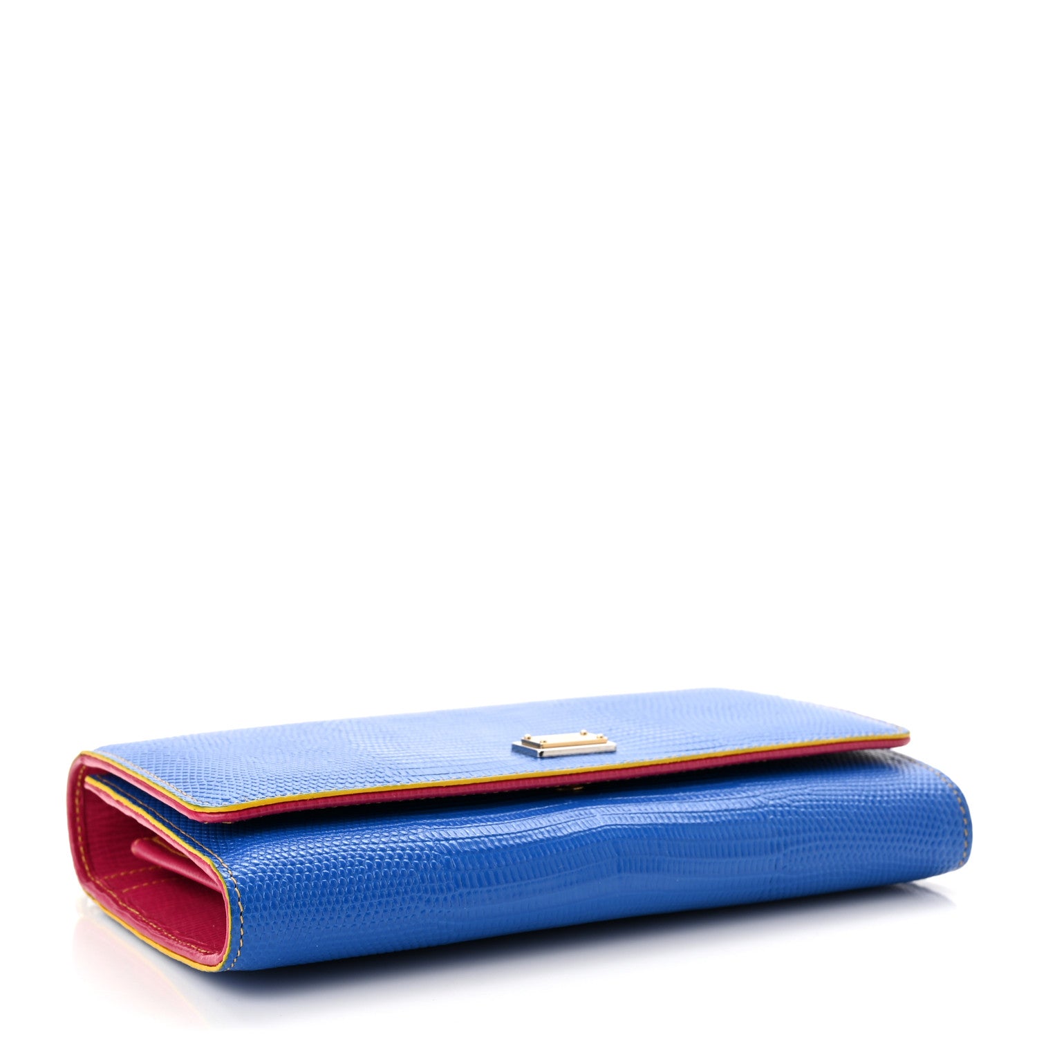 Dolce & Gabbana Lizard Calfskin Embossed Mini Miss Sicily Chain Wallet Blue Multicolor 4 of 9