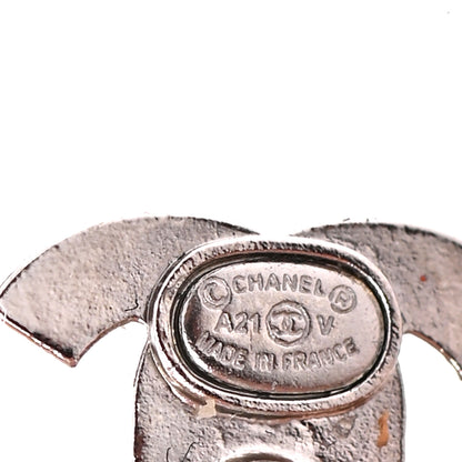 Chanel Crystal Pearl CC Drop Earrings Silver 4 of 5