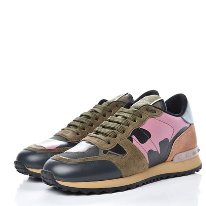Valentino Garavani Nappa Suede Camouflage Womens Rockrunner Sneakers 37 Multicolor 3 of 9