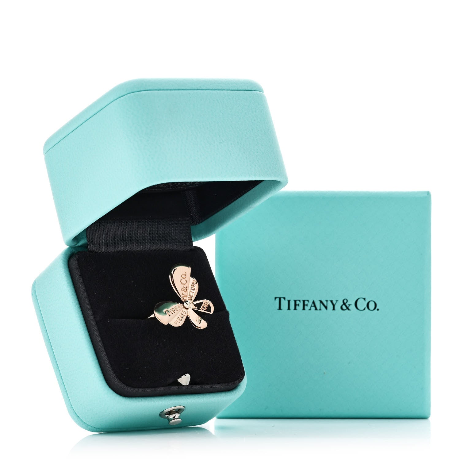 Tiffany 18K Rose Gold Sterling Silver Return to Tiffany Love Bugs Butterfly Ring 52 6 5 of 5