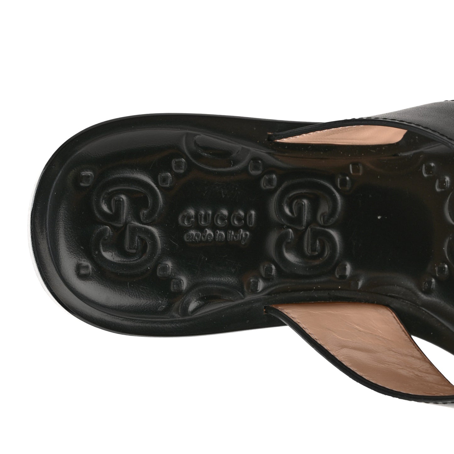 Lifford Calfskin GG Monogram Embossed Interlocking G 5mm Thong Sandals 35 Black