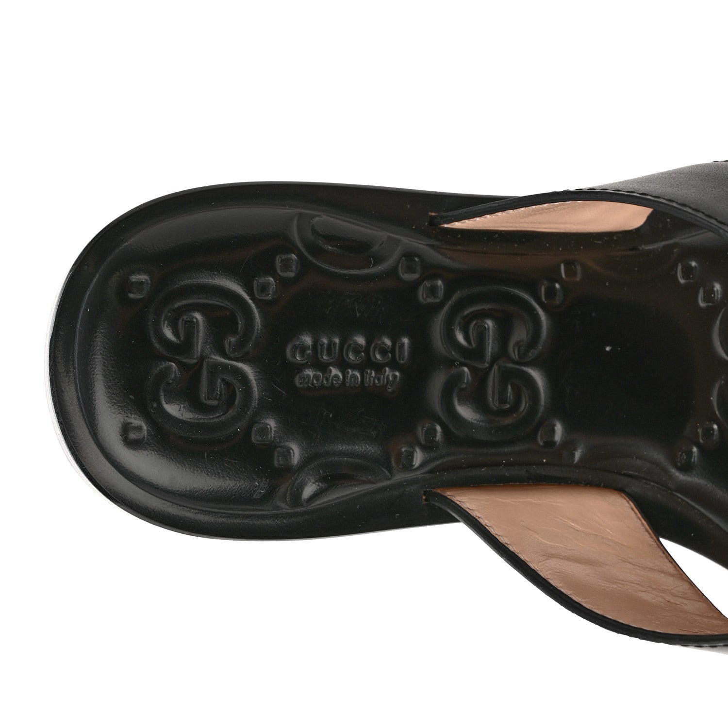 Gucci Lifford Calfskin GG Monogram Embossed Interlocking G 5mm Thong Sandals 35 Black 4 of 7