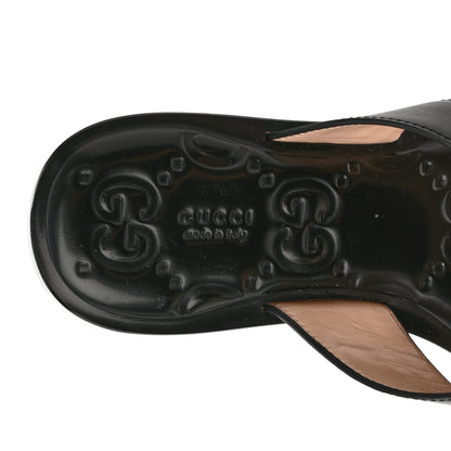Gucci Lifford Calfskin GG Monogram Embossed Interlocking G 5mm Thong Sandals 35 Black 4 of 7