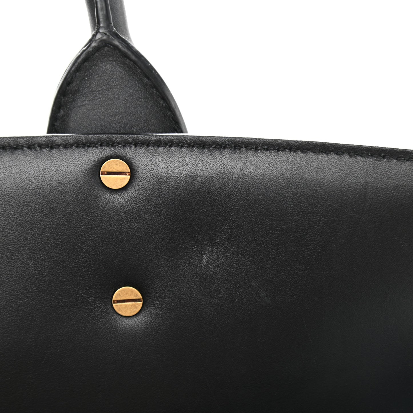 Woven Calfskin Medium Studio Top Handle Bag Black