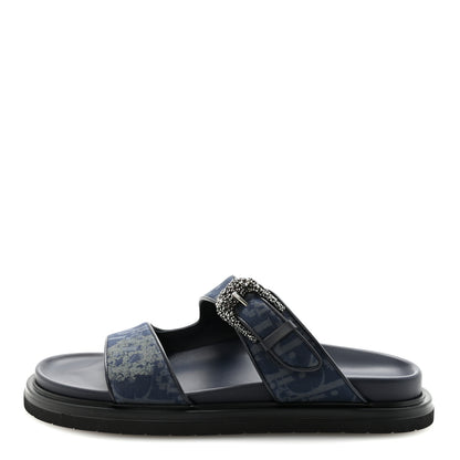 Christian Dior X DENIM TEARS Denim Calfskin Oblique Mens Sandals 44 Blue 1 of 9
