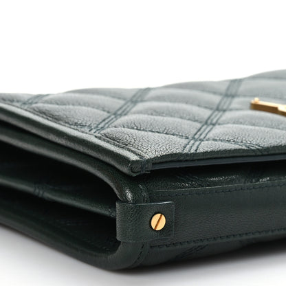 Saint Laurent Lambskin Diamond Quilted Becky Chain Wallet Vert Fonce 6 of 7