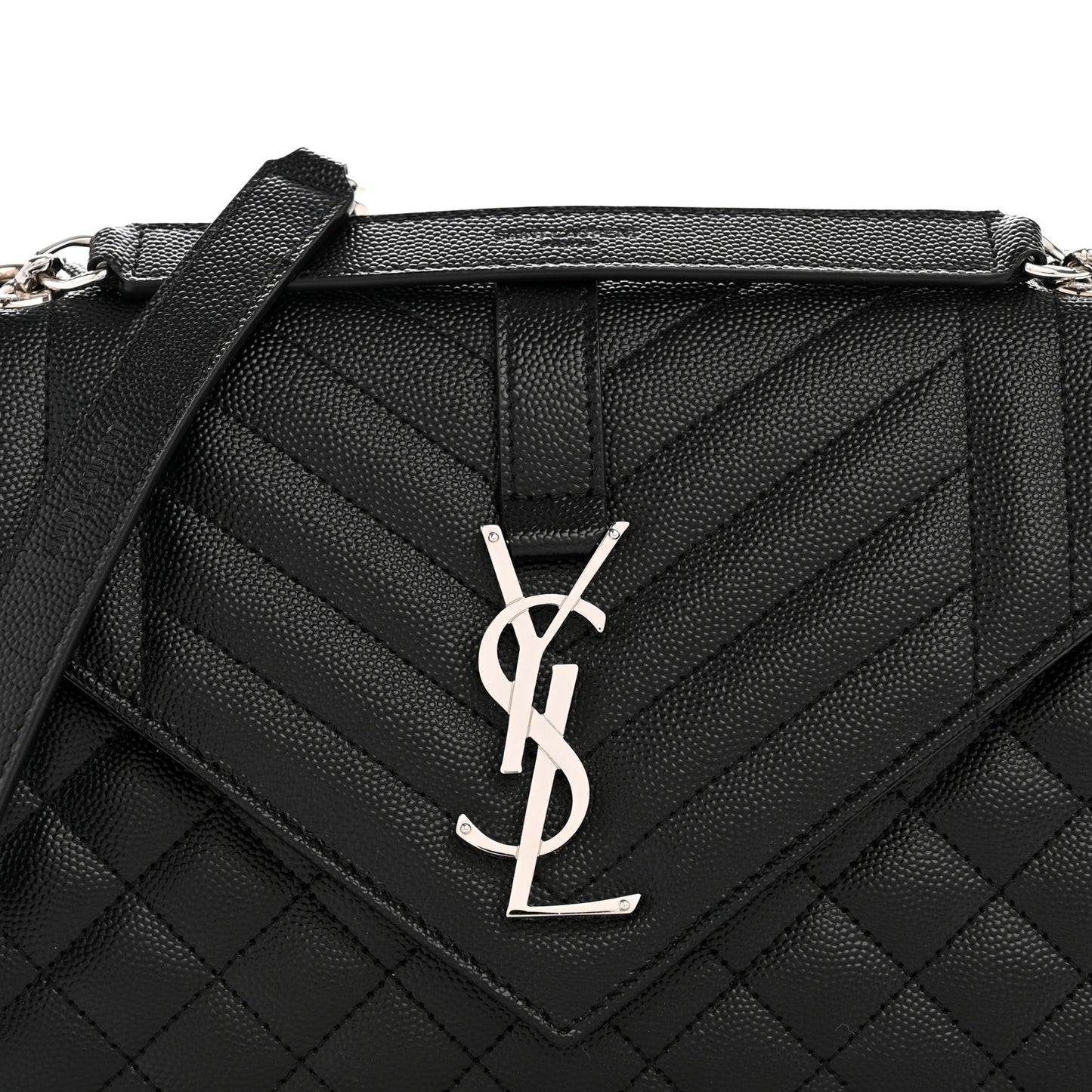 Grain De Poudre Textured Mixed Matelasse Triquilt Medium Monogram Satchel Black