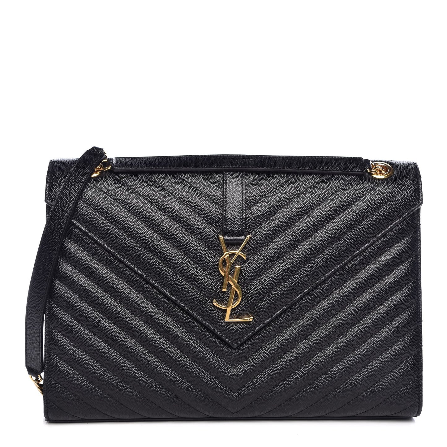 Grain De Poudre Matelasse Chevron Large Monogram Satchel Black