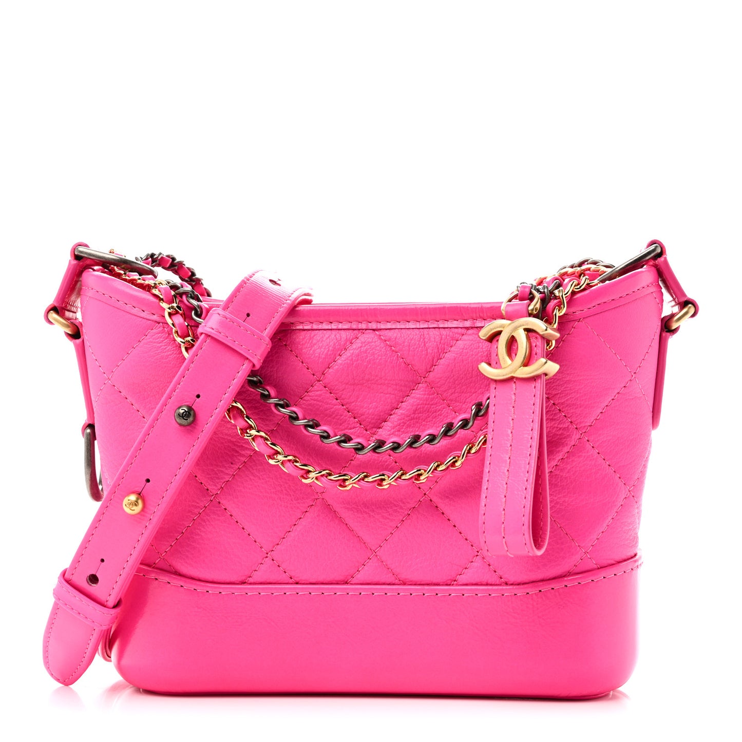 Goatskin Quilted Small Gabrielle Hobo Pink