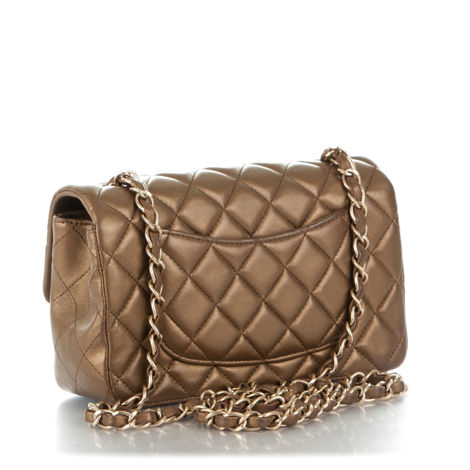 Chanel Metallic Lambskin Quilted Mini Rectangular Flap Gold 3 of 10