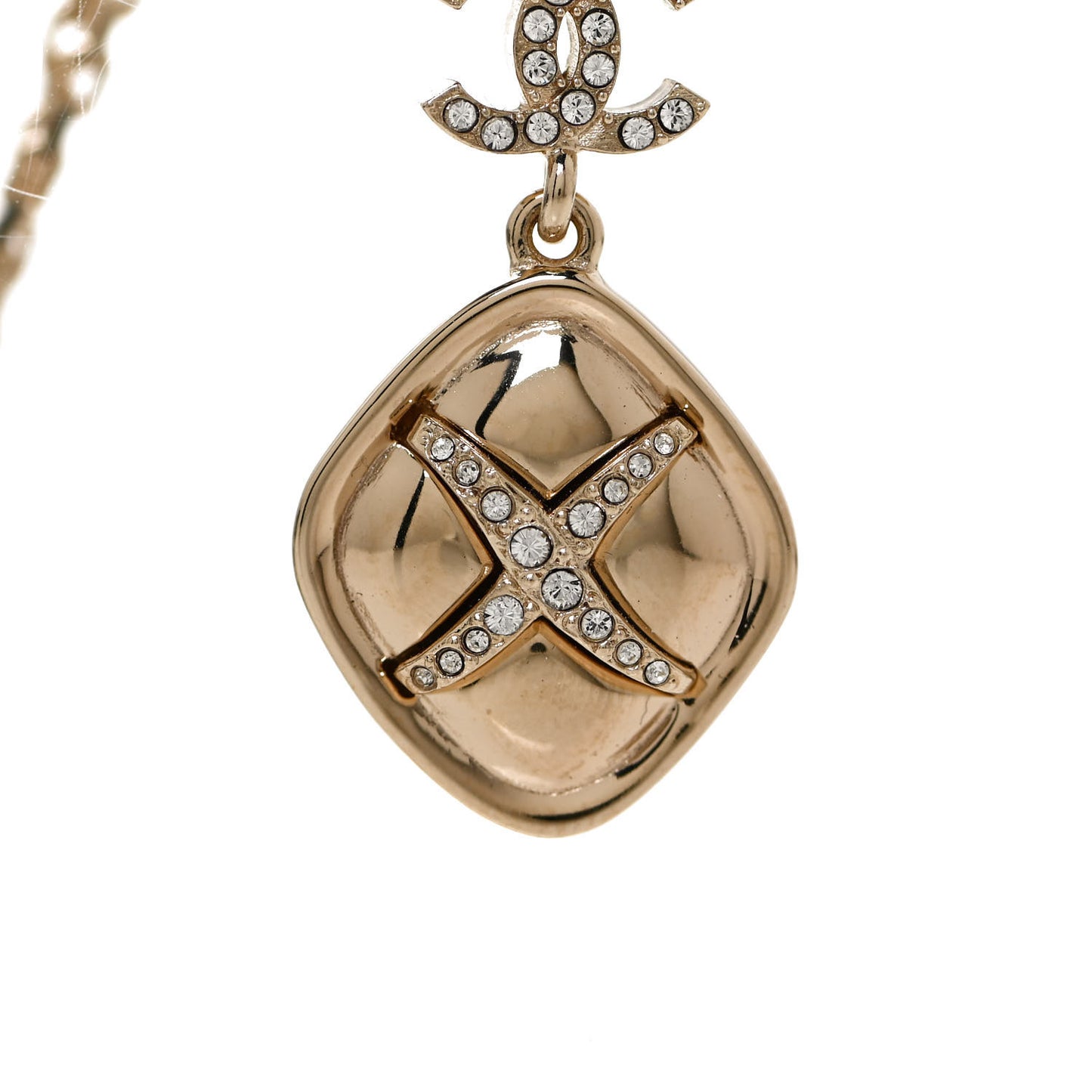Crystal CC Cross Drop Pendant Necklace Gold