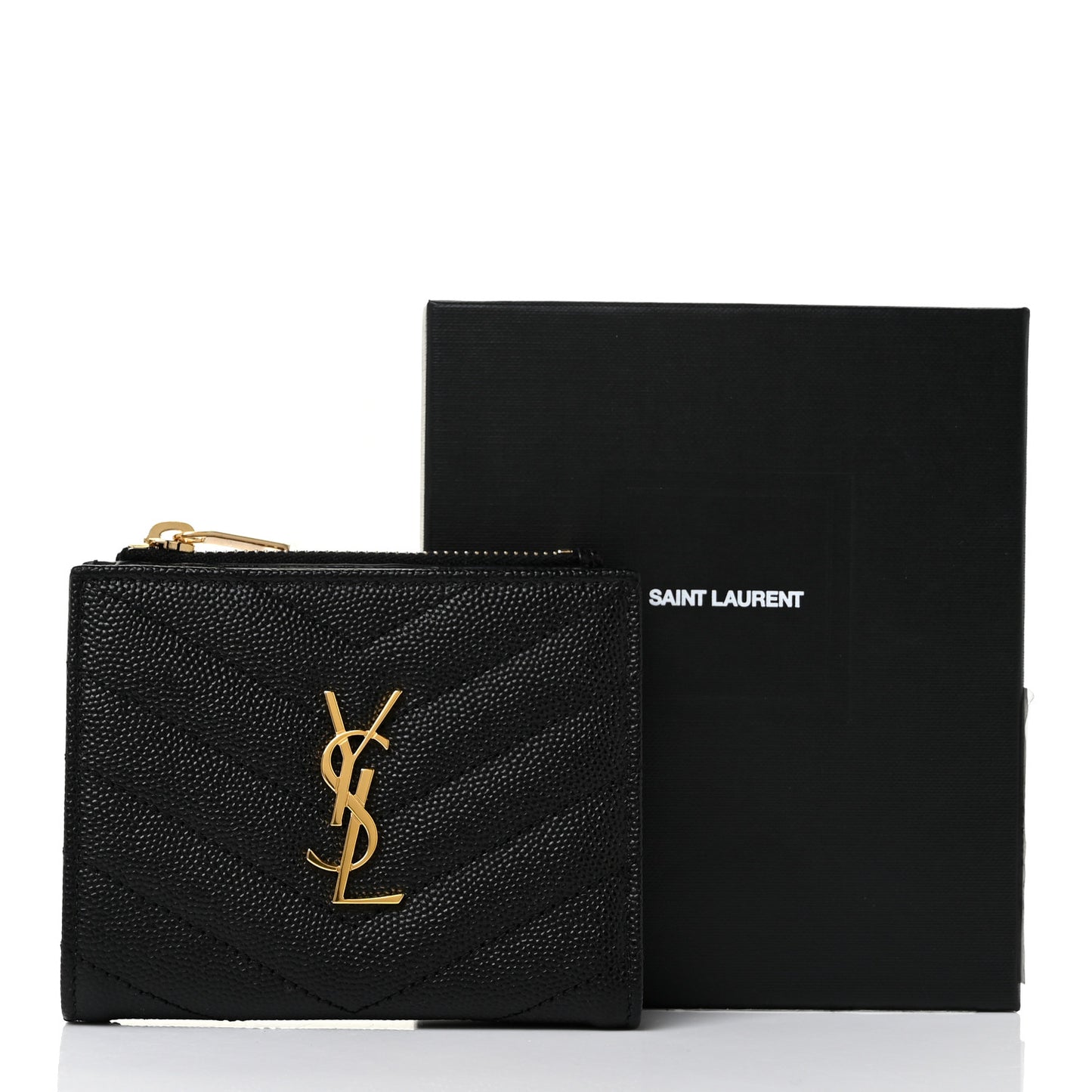 Grain De Poudre Matelasse Chevron Monogram Zipped Card Case Black