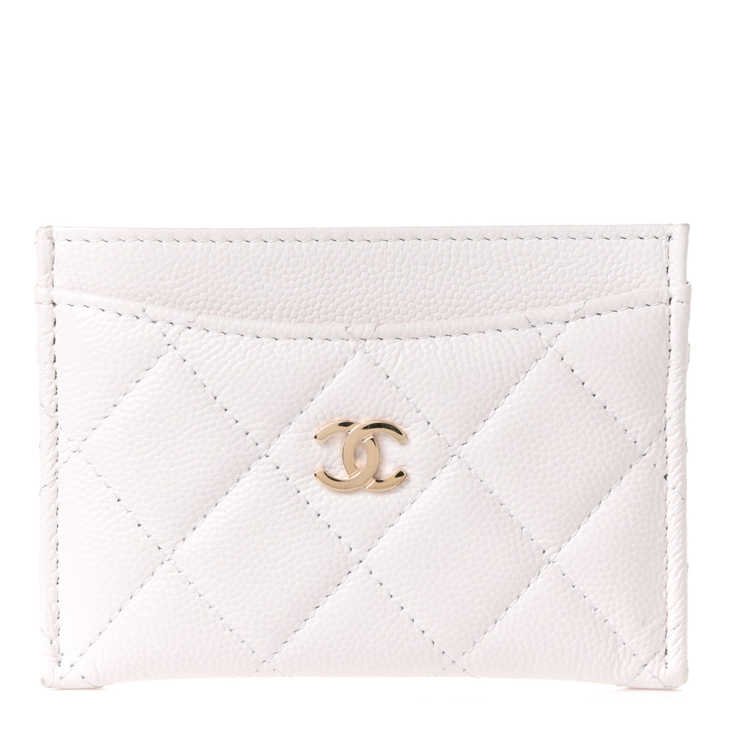 Caviar Quilted Card Holder White