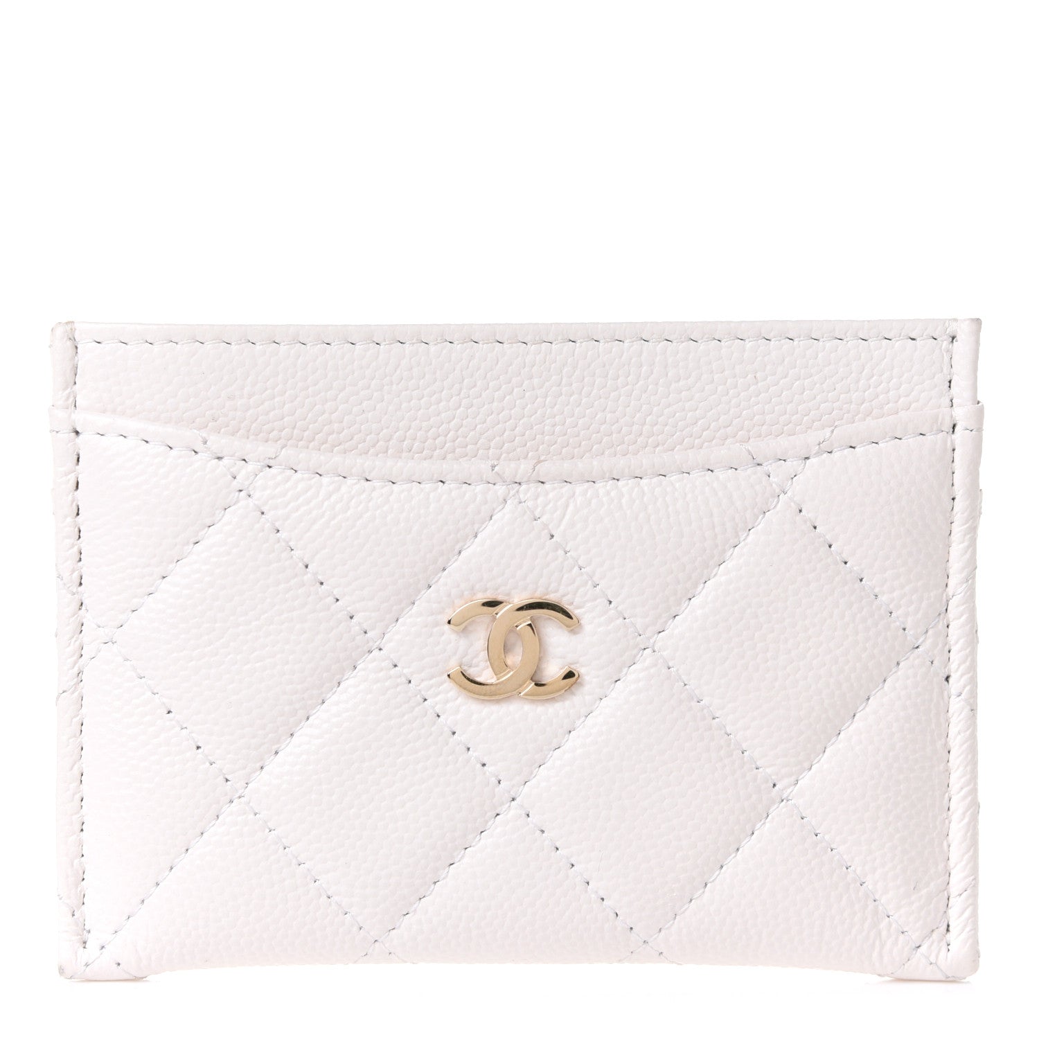 Chanel Caviar Quilted Card Holder White 1 of 9