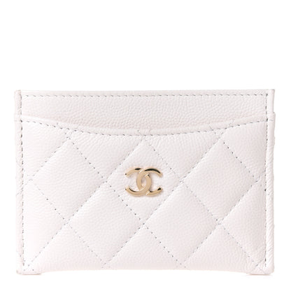 Chanel Caviar Quilted Card Holder White 1 of 9