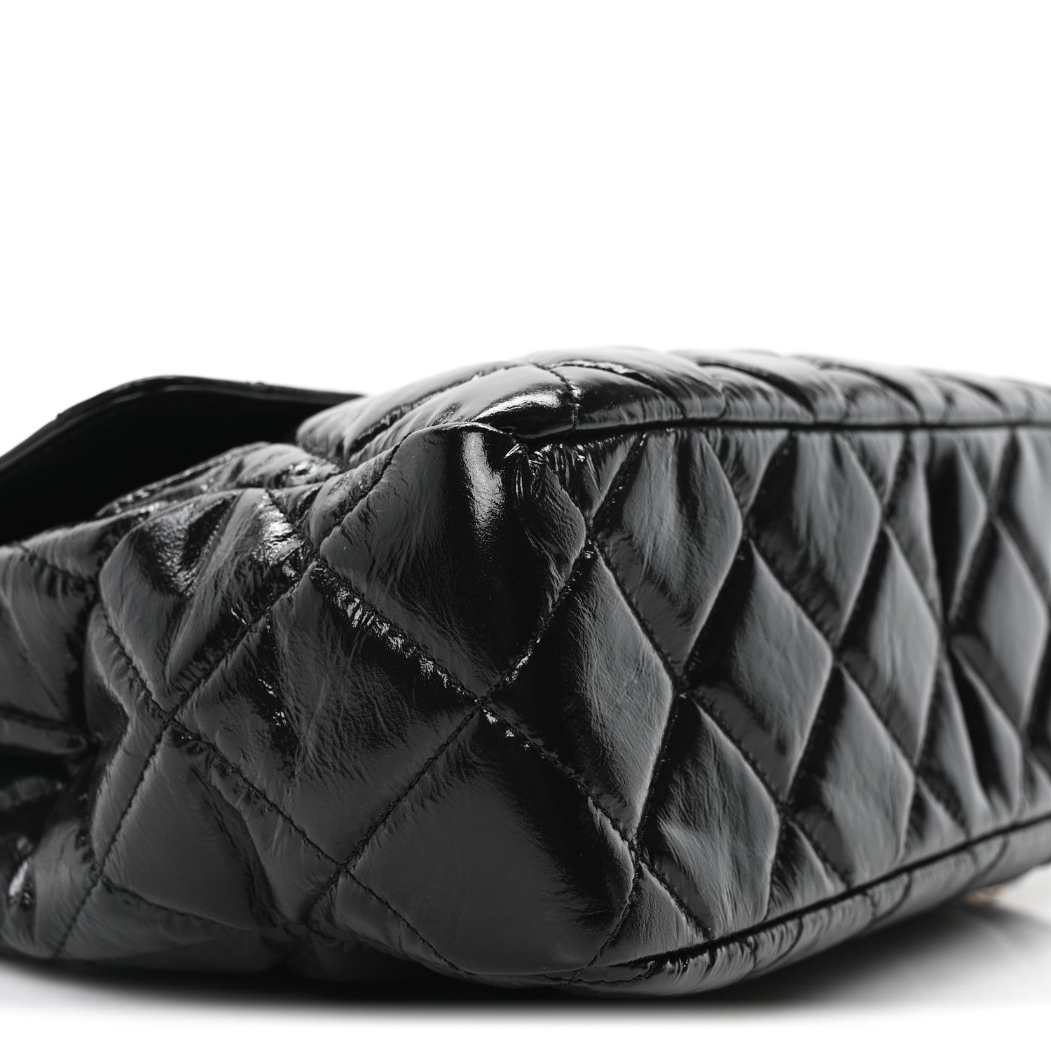 Chanel Shiny Crumpled Calfskin Quilted Large Wavy CC Hobo Black 8 of 9