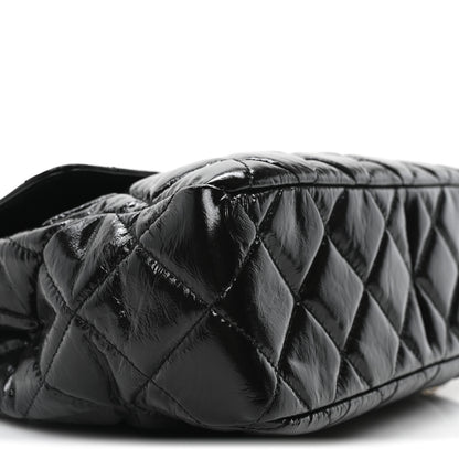 Chanel Shiny Crumpled Calfskin Quilted Large Wavy CC Hobo Black 8 of 9