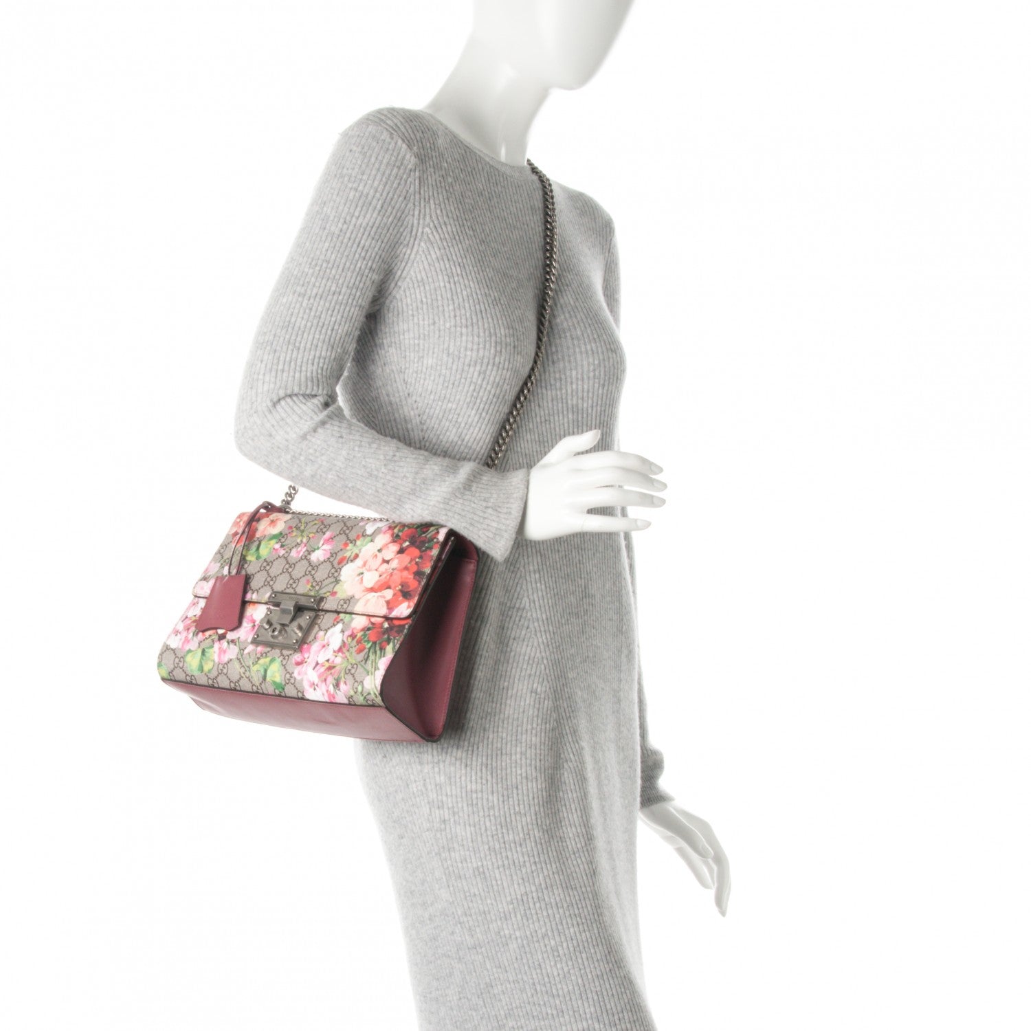 Gucci GG Supreme Monogram Blooms Medium Padlock Shoulder Bag Beige Multicolor Dry Rose 2 of 7