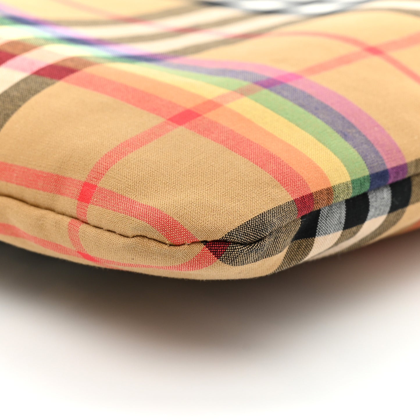 Vintage Rainbow Check Shopper Tote White