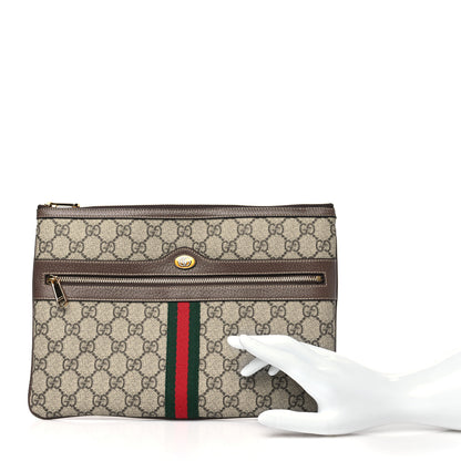 Gucci GG Supreme Monogram Large Ophidia Pouch Clutch Brown 2 of 8