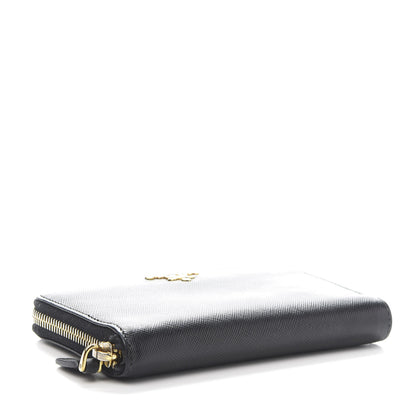 Prada Saffiano Metal Zip Around Wallet Black 4 of 8