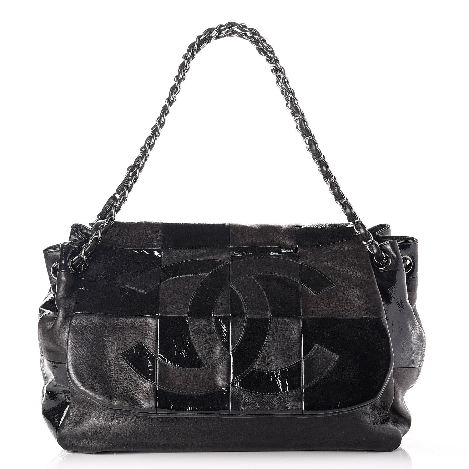 Chanel Lambskin Patent Calfskin Brooklyn Patchwork Flap Black 1 of 7
