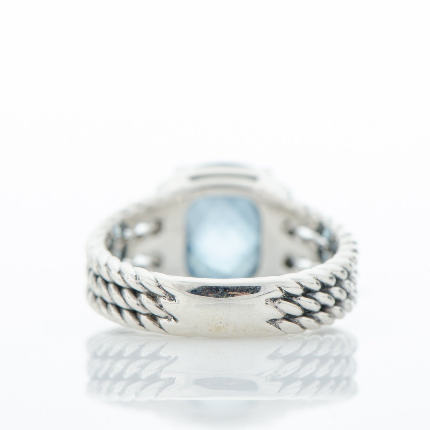 Sterling Silver Diamond Hampton Blue Topaz 10mm Petite Wheaton Ring 51 5.75