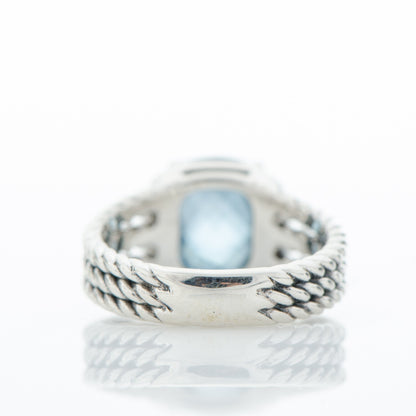 David Yurman Sterling Silver Diamond Hampton Blue Topaz 10mm Petite Wheaton Ring 51 5.75 4 of 5