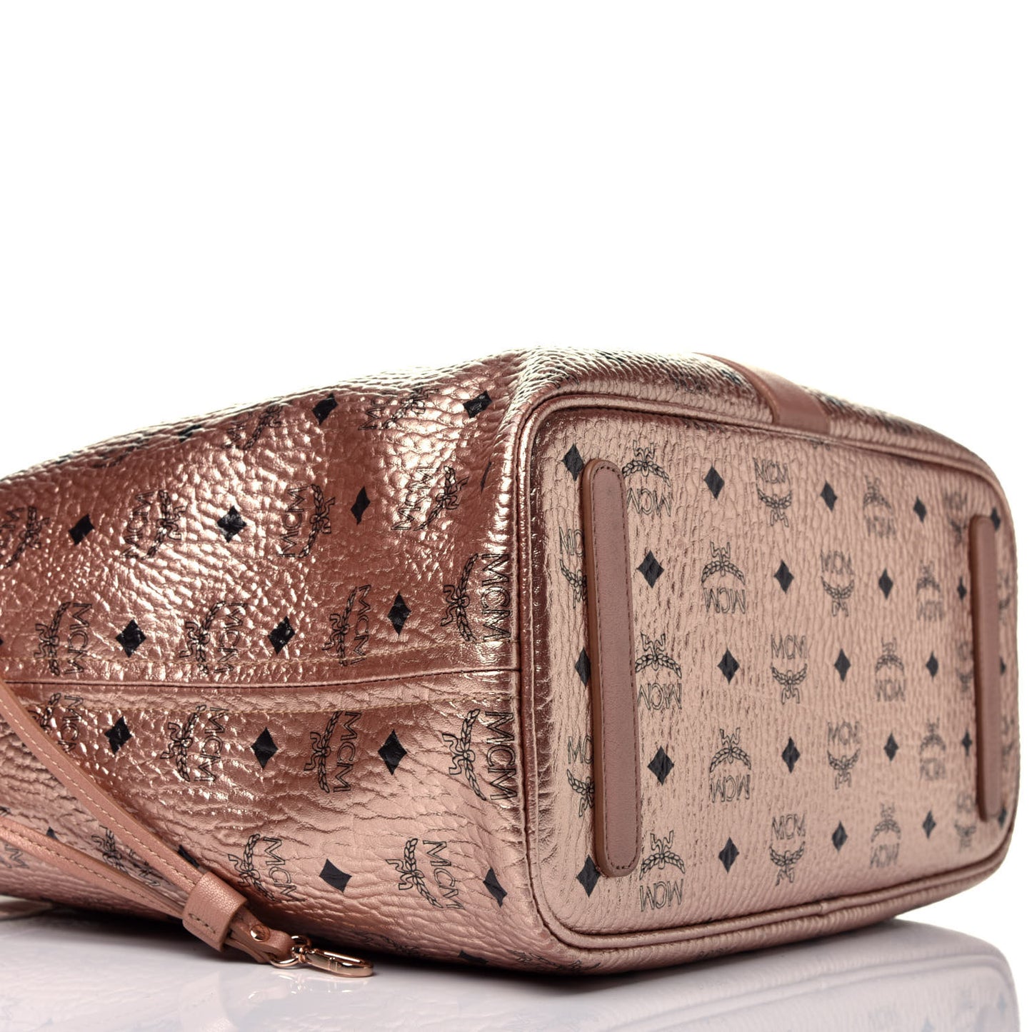 Metallic Visetos Medium Liz Reversible Shopper Tote Champagne Gold