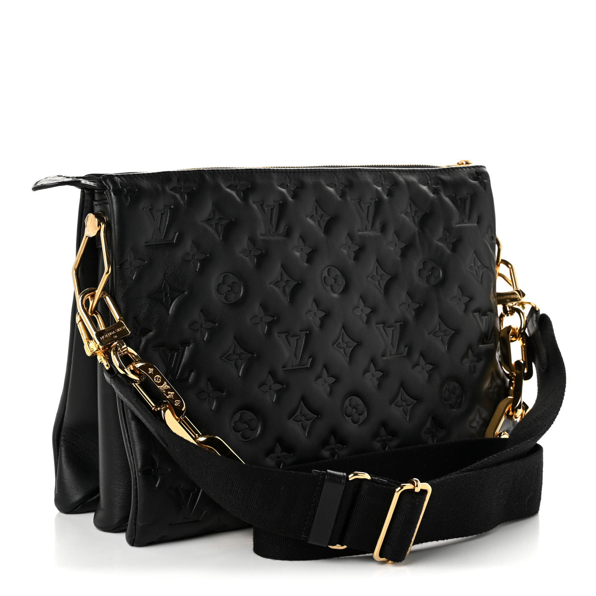 Louis Vuitton Lambskin Embossed Monogram Coussin MM Black 3 of 9