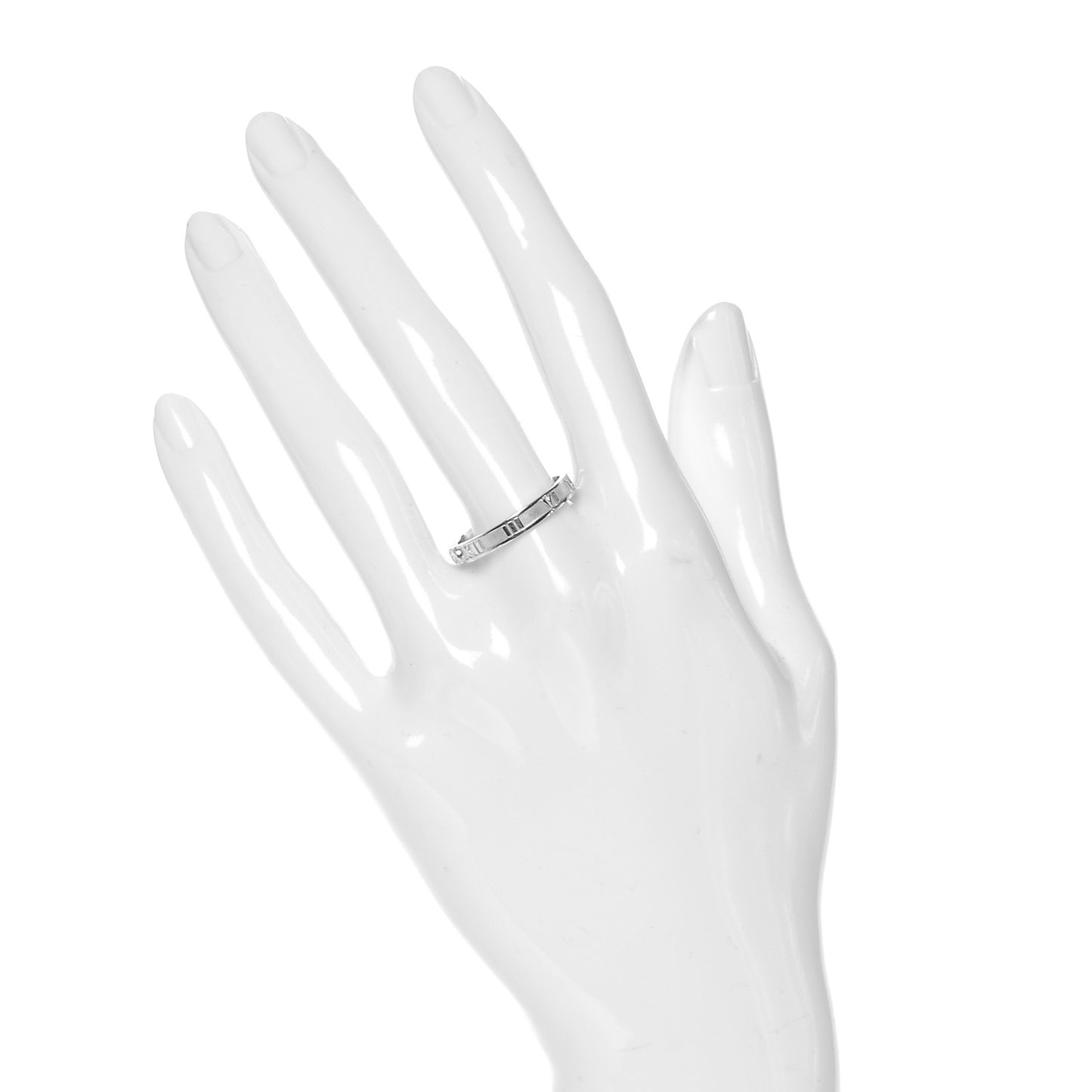 18K White Gold Diamond Atlas Solitaire Band Ring 60 9