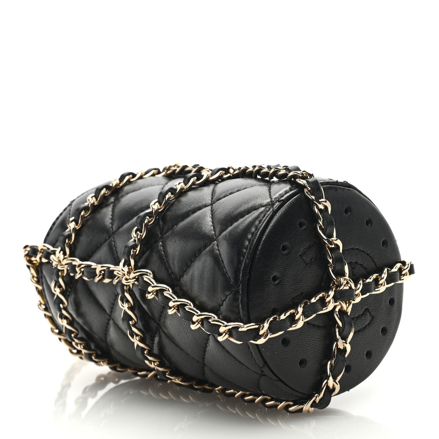 Chanel Lambskin Quilted CC To Drink Water Bottle Black Gold 5 of 11
