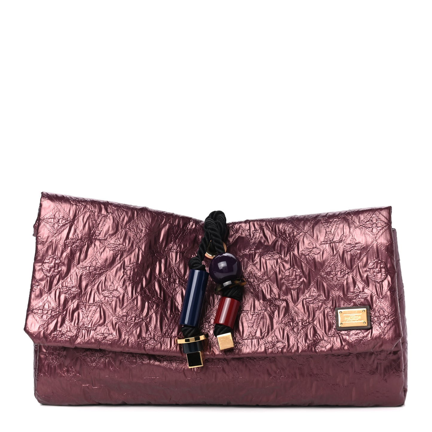 Jacquard Quilted Monogram Limelight African Queen Clutch Mara