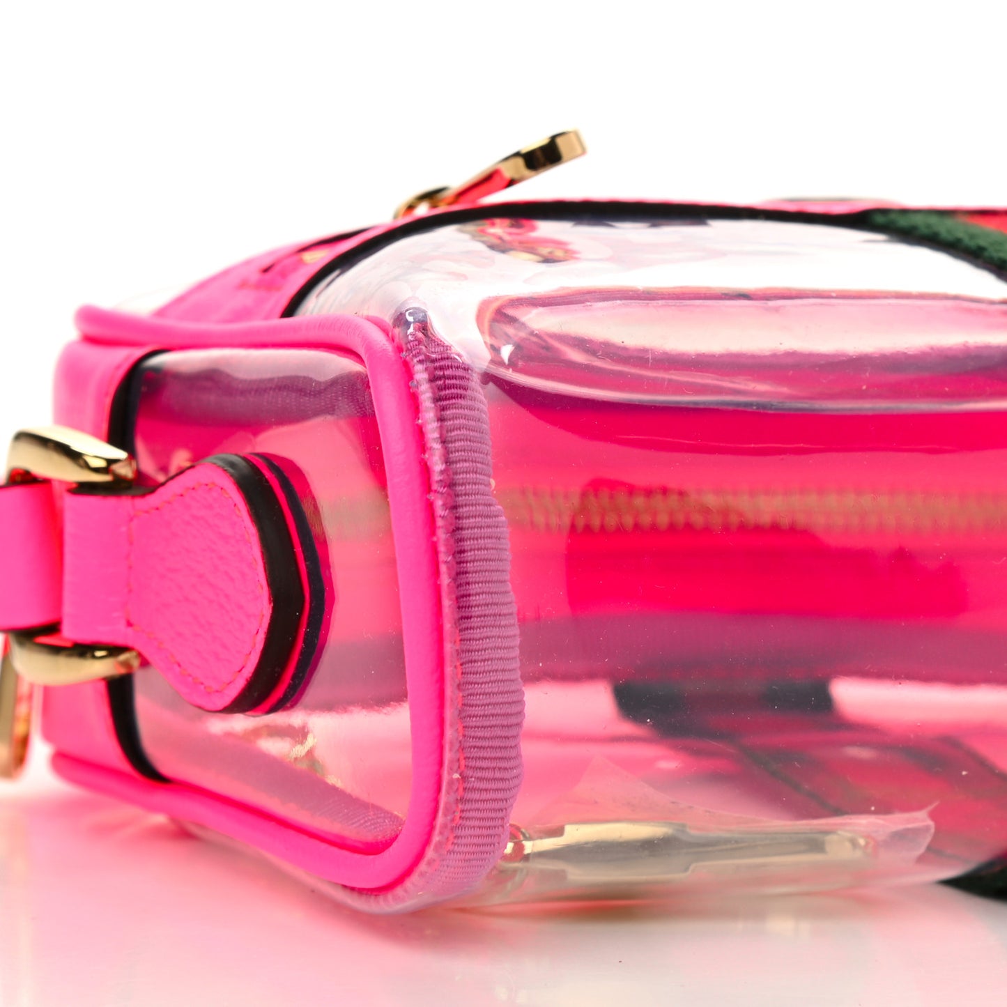 Vinyl Web Mini Ophidia Transparent Shoulder Bag Fluorescent Fuchsia