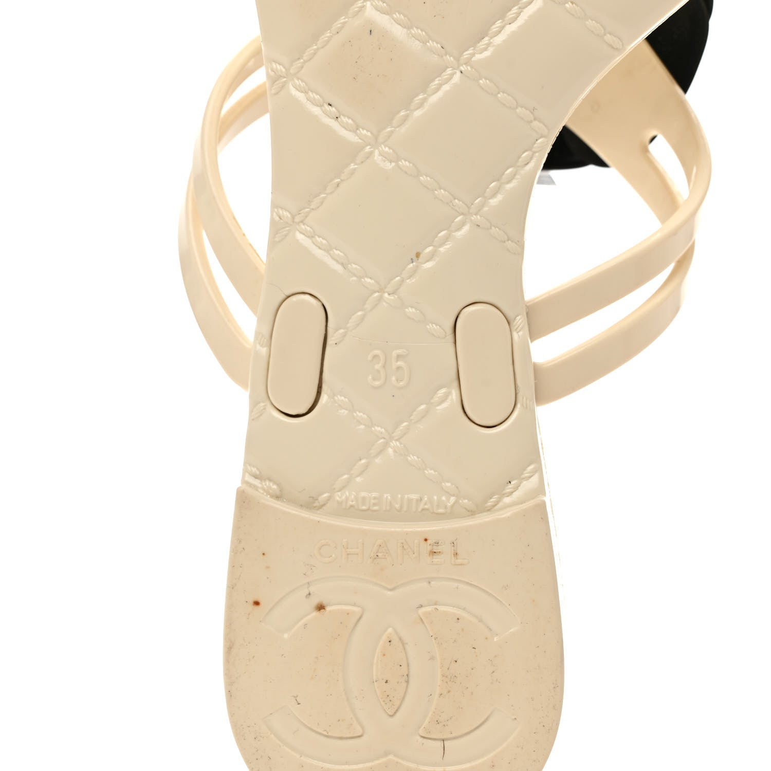 Chanel Jelly Camellia Thong Sandals 35 Ivory Black 6 of 7